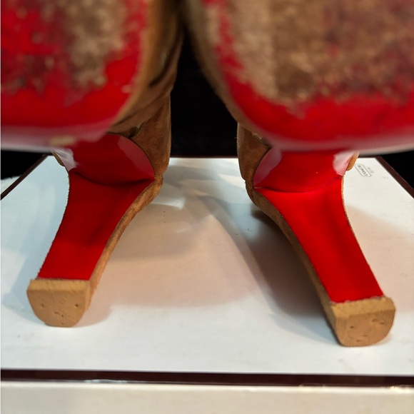 Christian Louboutin tan suede apron lily high heel sandals size 37 - Picture 5 of 6